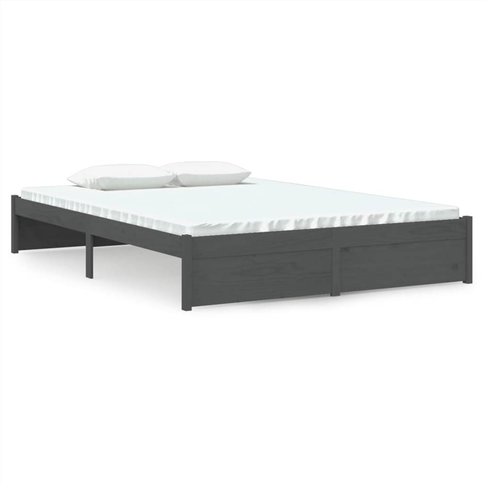 Bed Frame Grey Solid Wood 140x190 Cm 7 Bed Frame Grey Solid Wood 140x190 cm