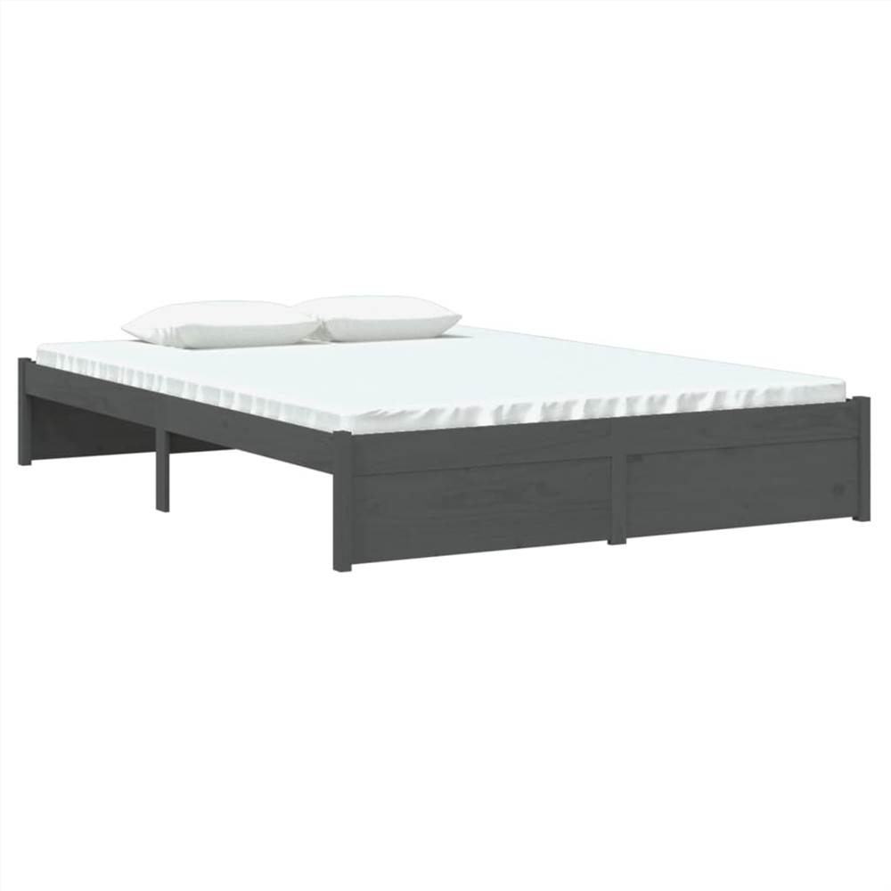 Bed Frame Grey Solid Wood 140x190 Cm 8 Bed Frame Grey Solid Wood 140x190 cm