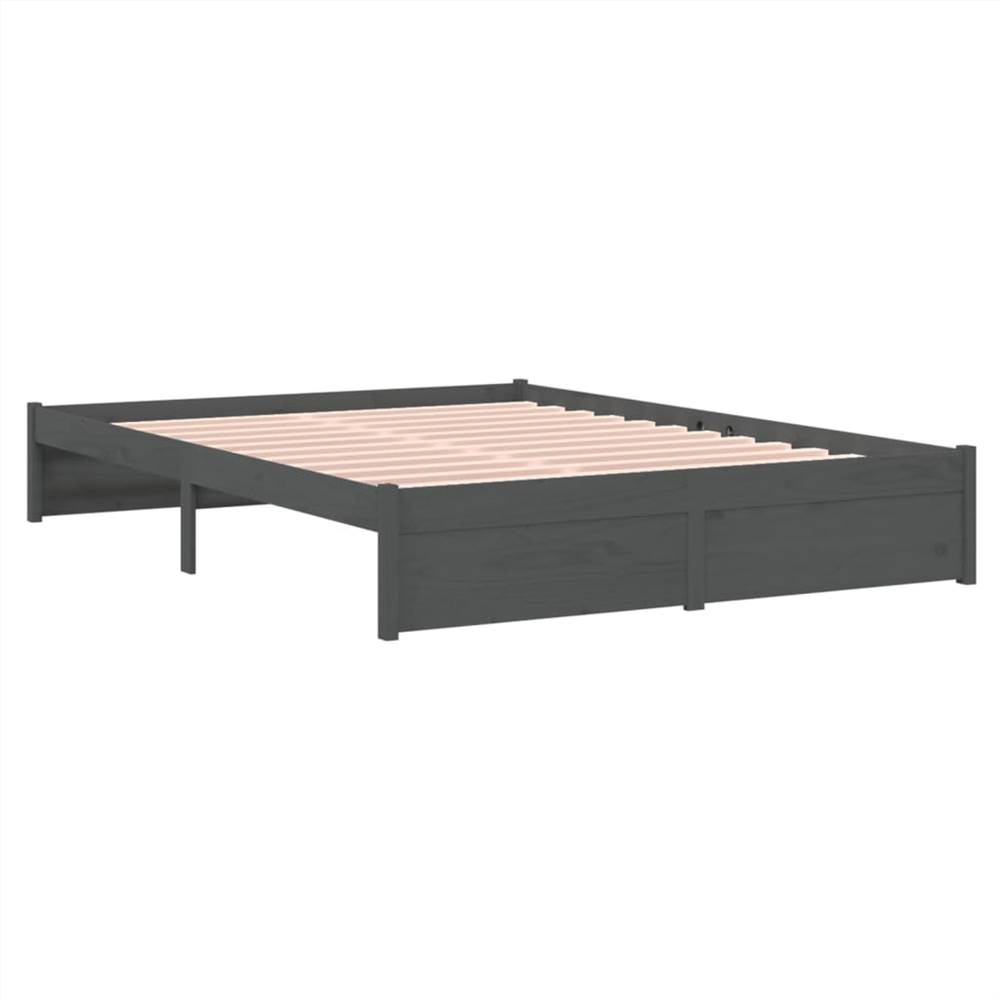 Bed Frame Grey Solid Wood 140x190 Cm 9 Bed Frame Grey Solid Wood 140x190 cm