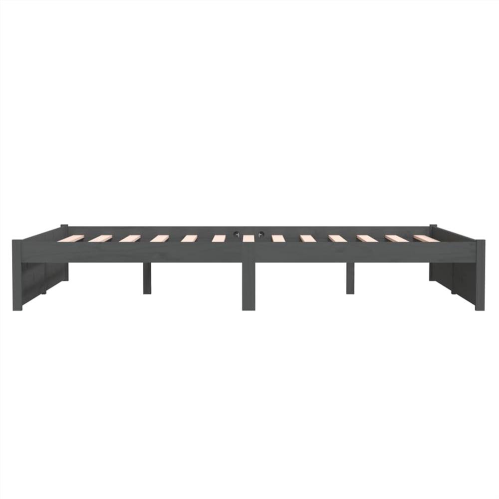 Bed Frame Grey Solid Wood 140x190 Cm 11 Bed Frame Grey Solid Wood 140x190 cm