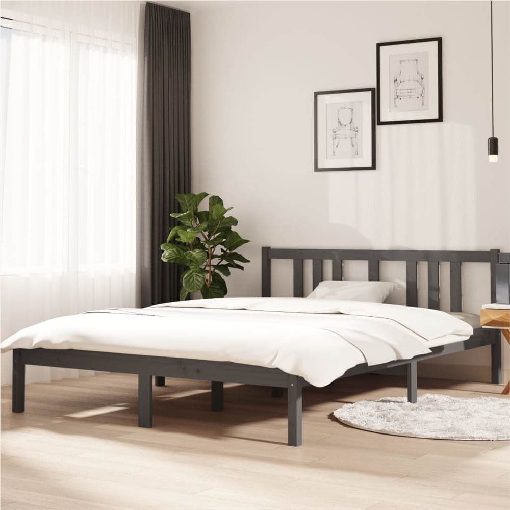 

Bed Frame Grey Solid Wood 140x200 cm