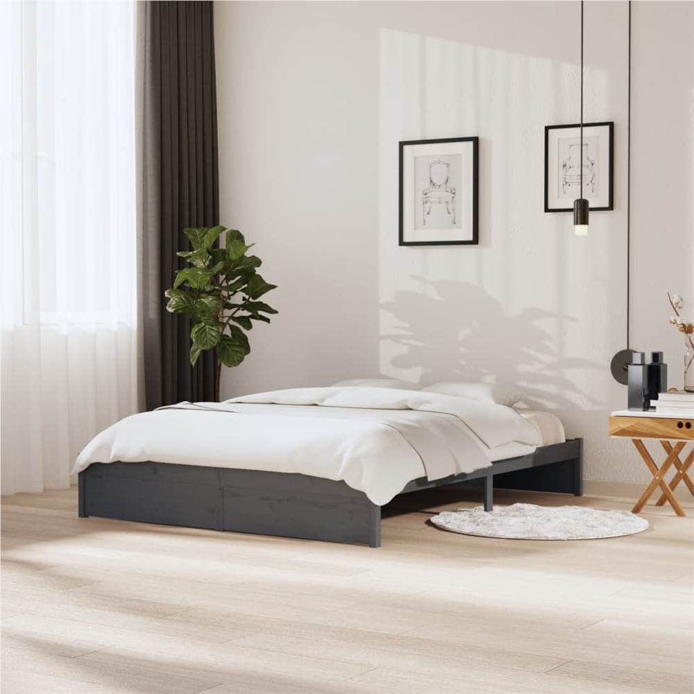 

Bed Frame Grey Solid Wood 160x200 cm
