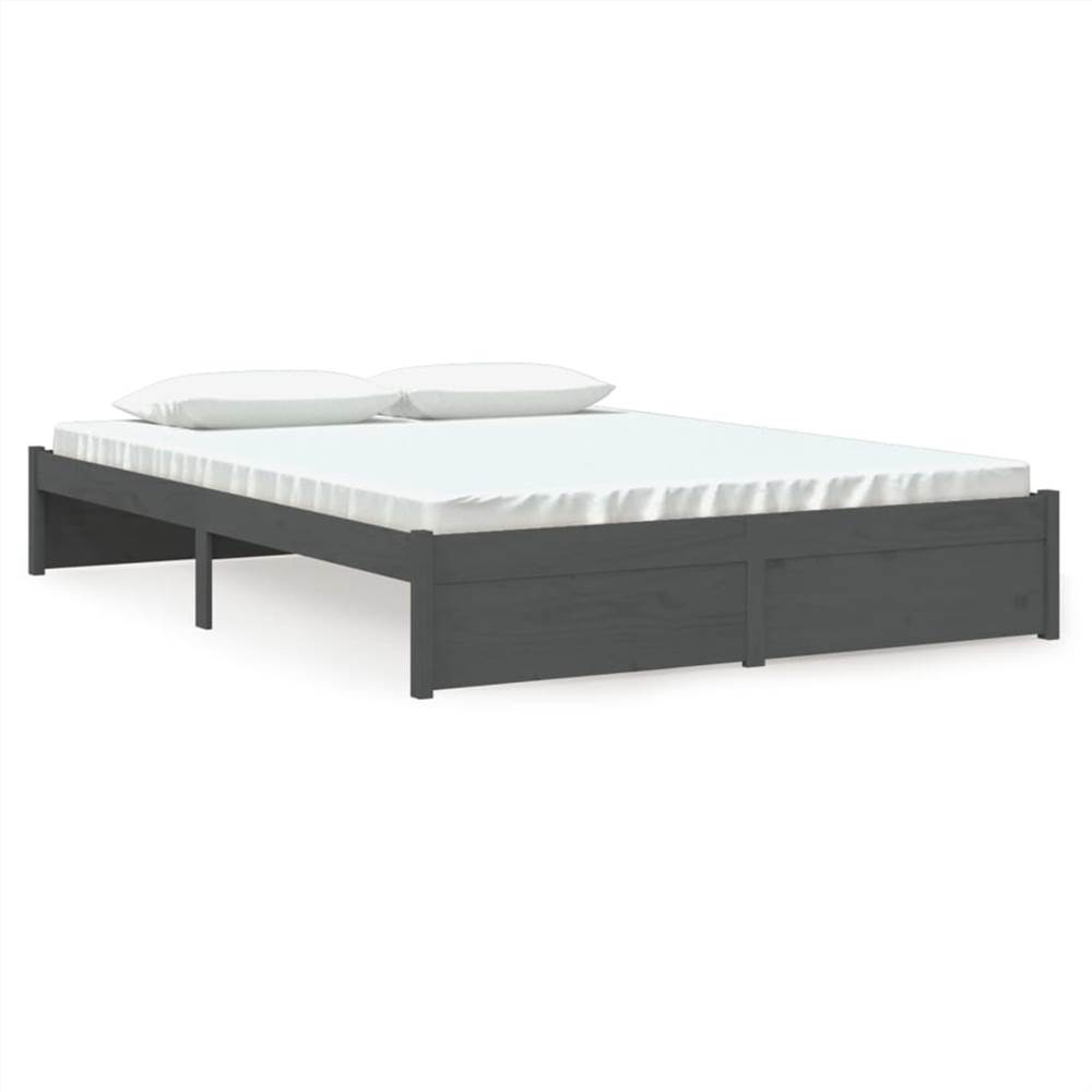 Bed Frame Grey Solid Wood 160x200 cm