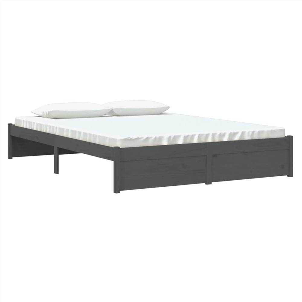 Bed Frame Grey Solid Wood 160x200 cm