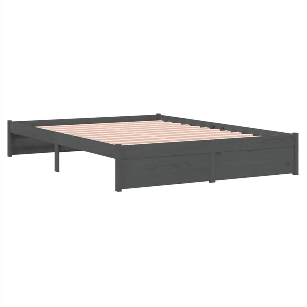 Bed Frame Grey Solid Wood 160x200 cm