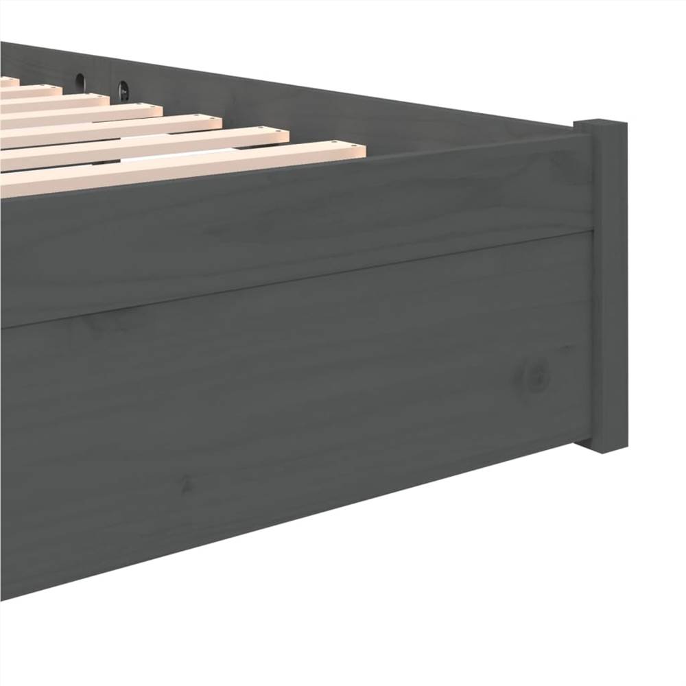 Bed Frame Grey Solid Wood 160x200 cm