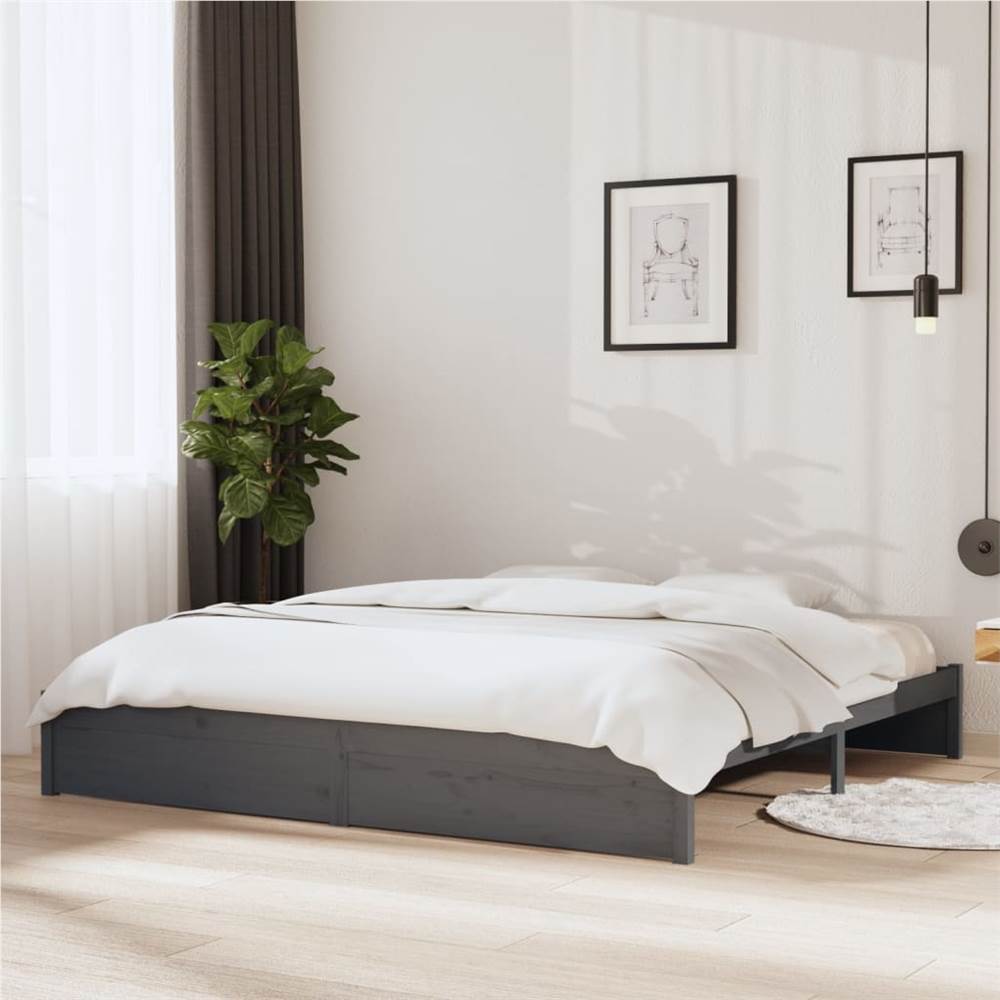 

Bed Frame Grey Solid Wood 200x200 cm