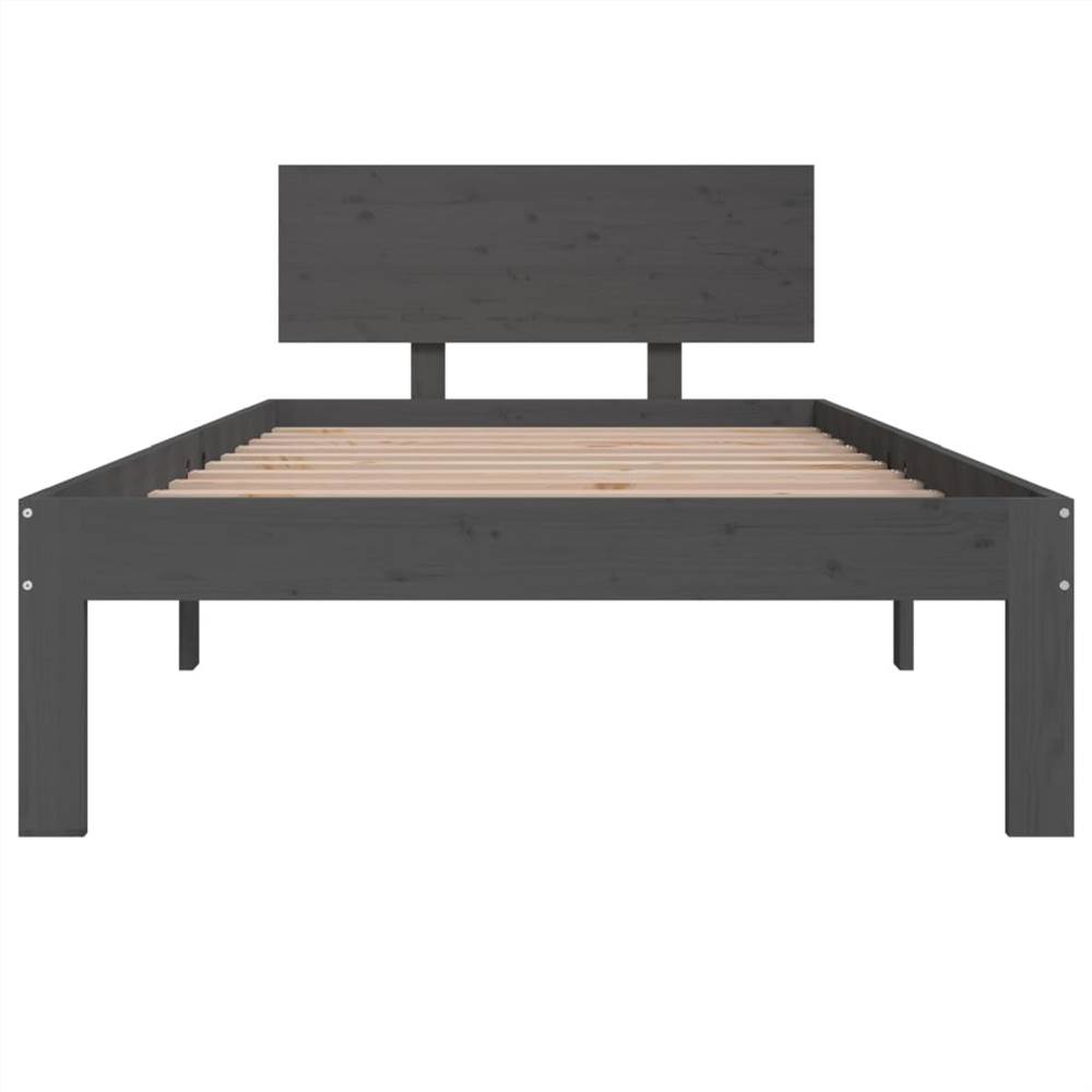 Bed Frame Grey Solid Wood 90x200 cm 3FT Single