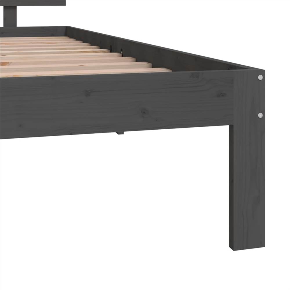 Bed Frame Grey Solid Wood 90x200 cm 3FT Single