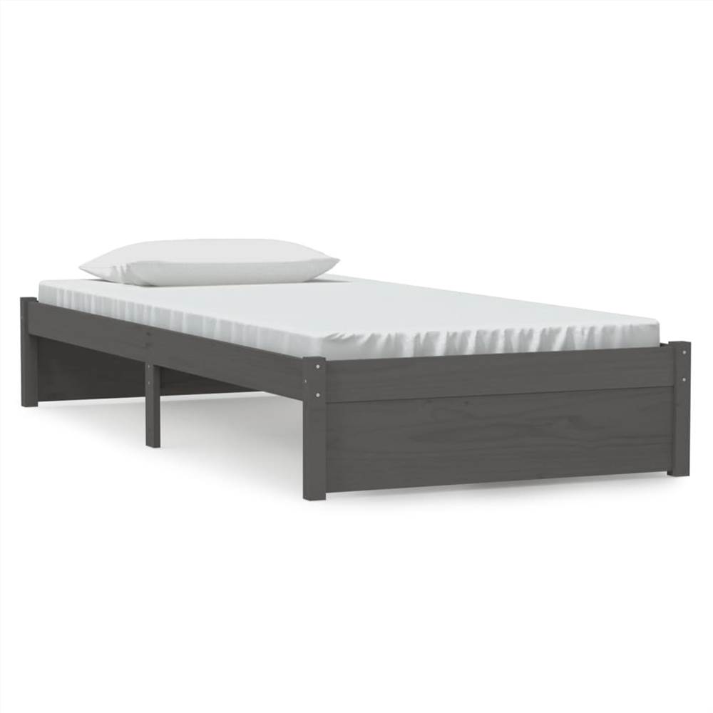 Bed Frame Grey Solid Wood 90x200 Cm 7 Bed Frame Grey Solid Wood 90x200 cm