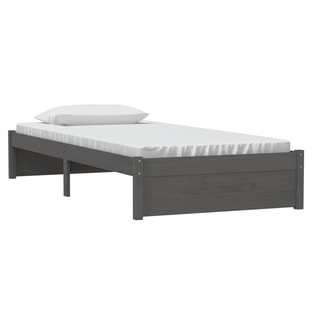 Bed Frame Grey Solid Wood 90x200 Cm 8 Bed Frame Grey Solid Wood 90x200 cm