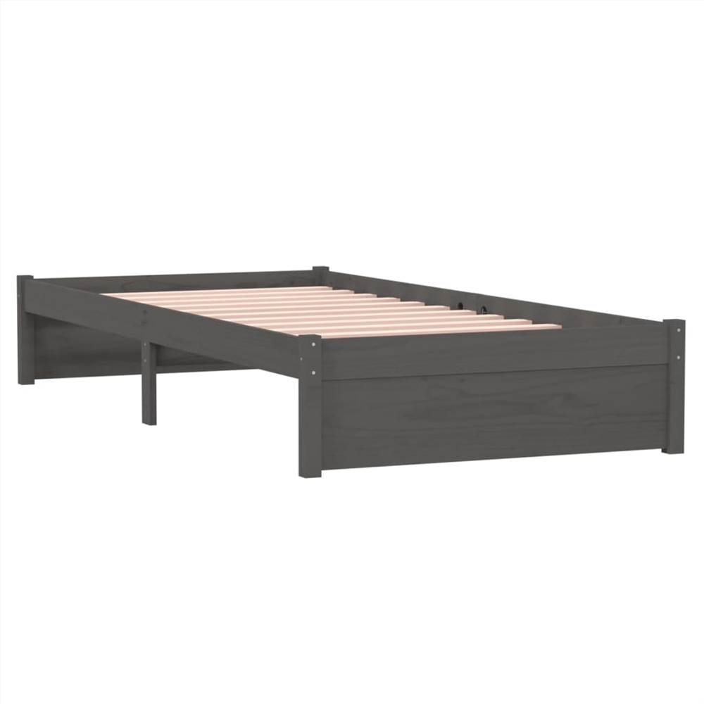 Bed Frame Grey Solid Wood 90x200 Cm 9 Bed Frame Grey Solid Wood 90x200 cm