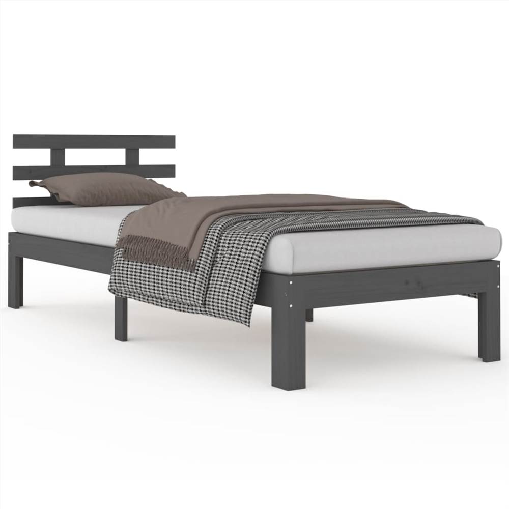 Bed Frame Grey Solid Wood 90x200 cm