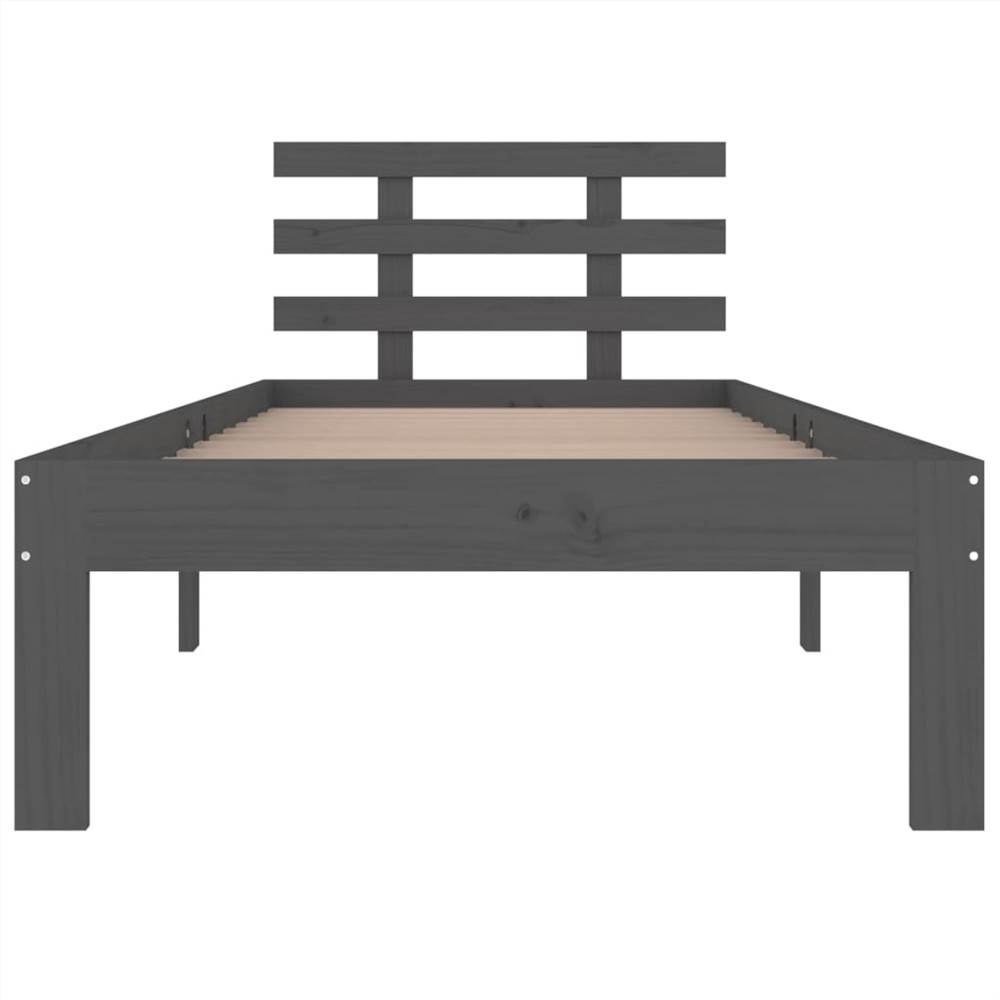Bed Frame Grey Solid Wood 90x200 cm