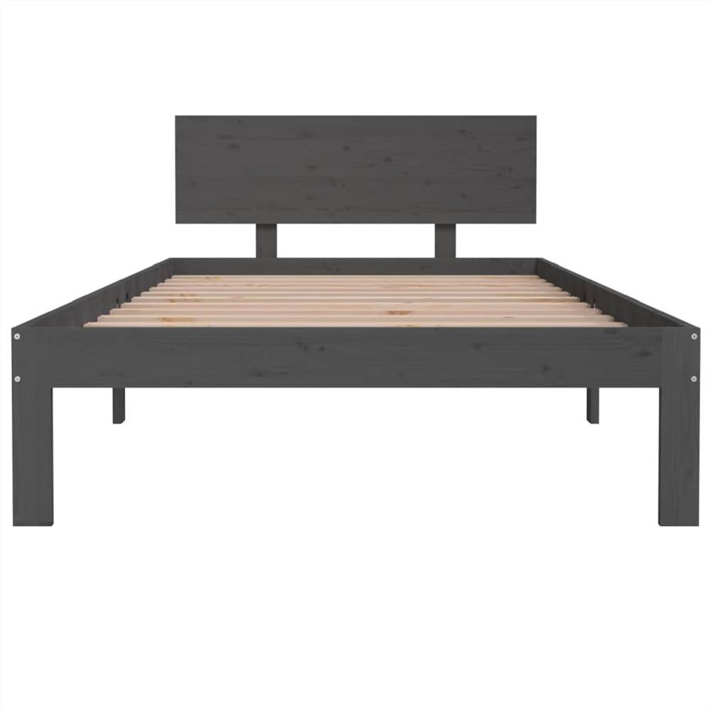 Bed Frame Grey Solid Wood Pine 100x200 Cm 9 Bed Frame Grey Solid Wood Pine 100x200 cm
