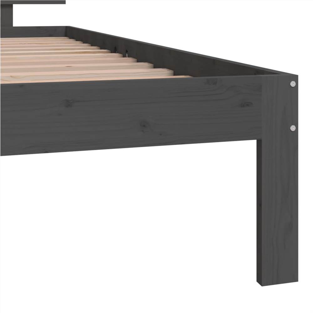 Bed Frame Grey Solid Wood Pine 100x200 Cm 11 Bed Frame Grey Solid Wood Pine 100x200 cm