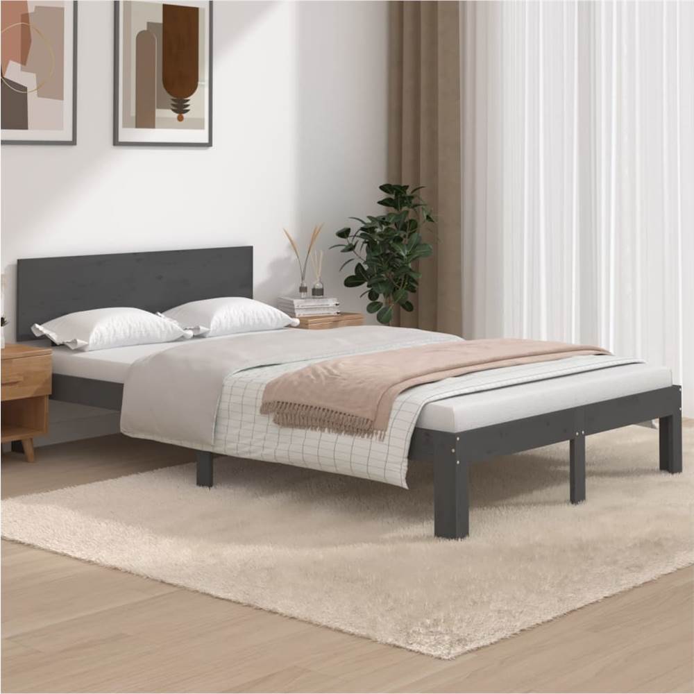 Bed Frame Grey Solid Wood Pine 120x200 cm