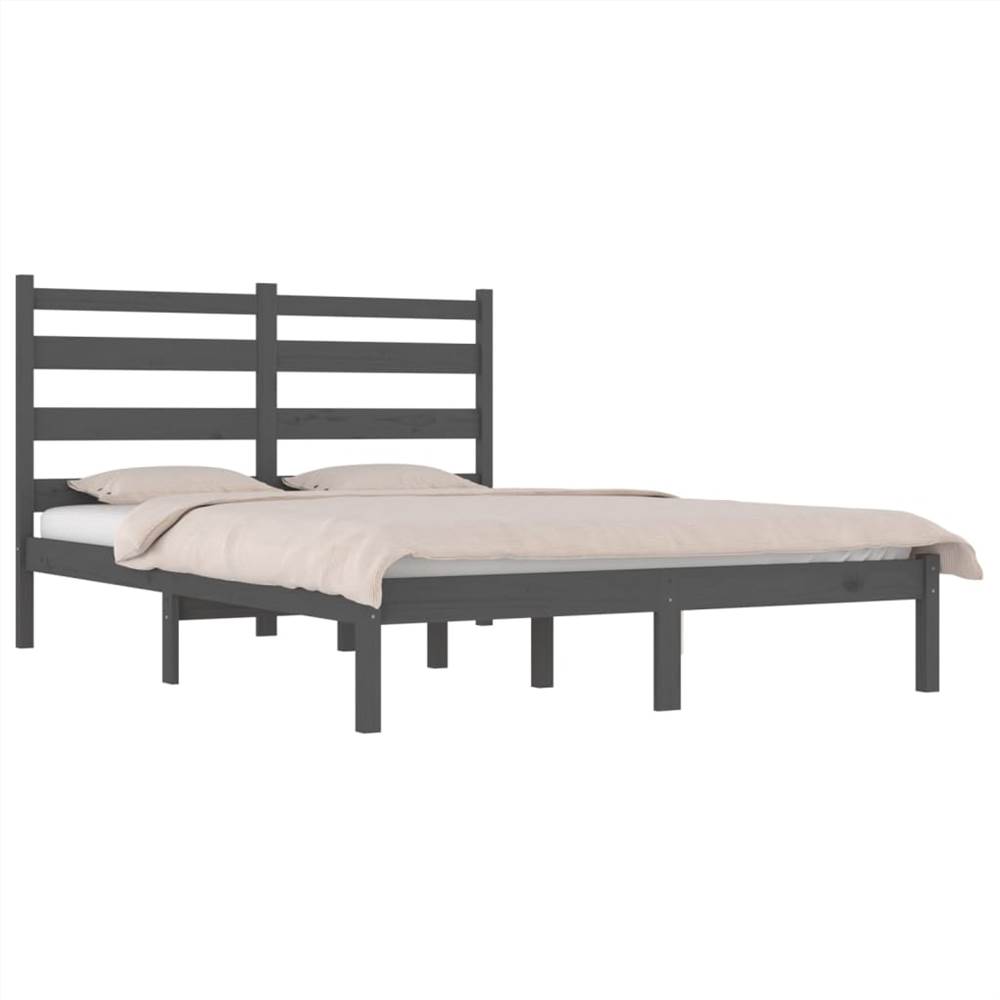 Bed Frame Grey Solid Wood Pine 140x200 Cm 8 Bed Frame Grey Solid Wood Pine 140x200 cm