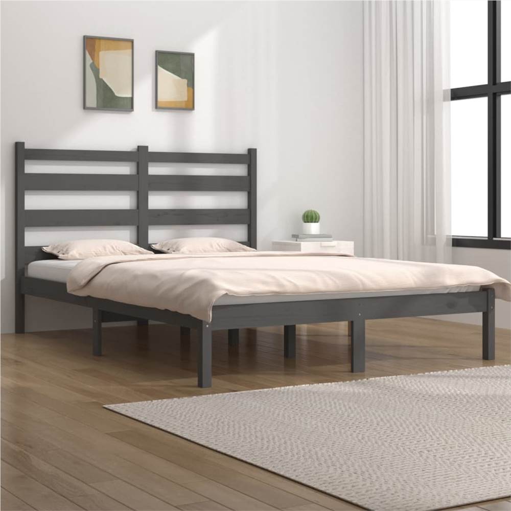 

Bed Frame Grey Solid Wood Pine 160x200 cm