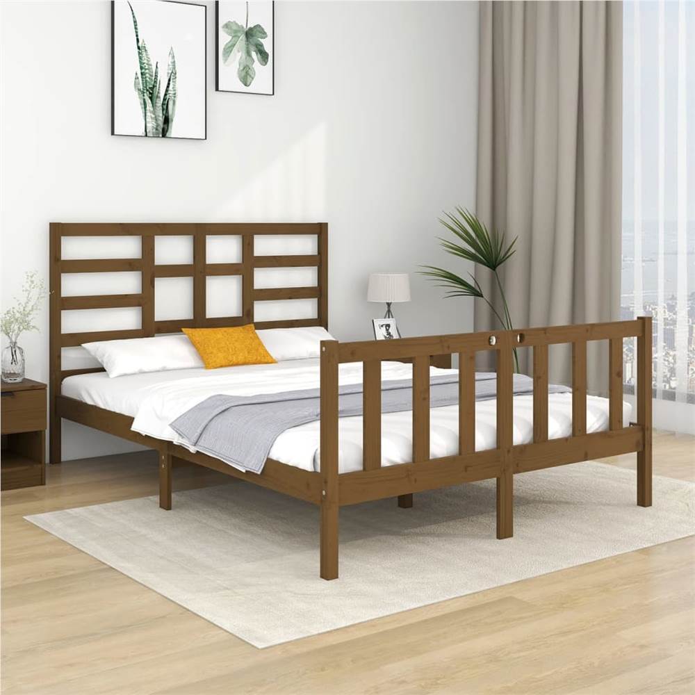 

Bed Frame Honey Brown Solid Wood 135x190 cm 4FT6 Double