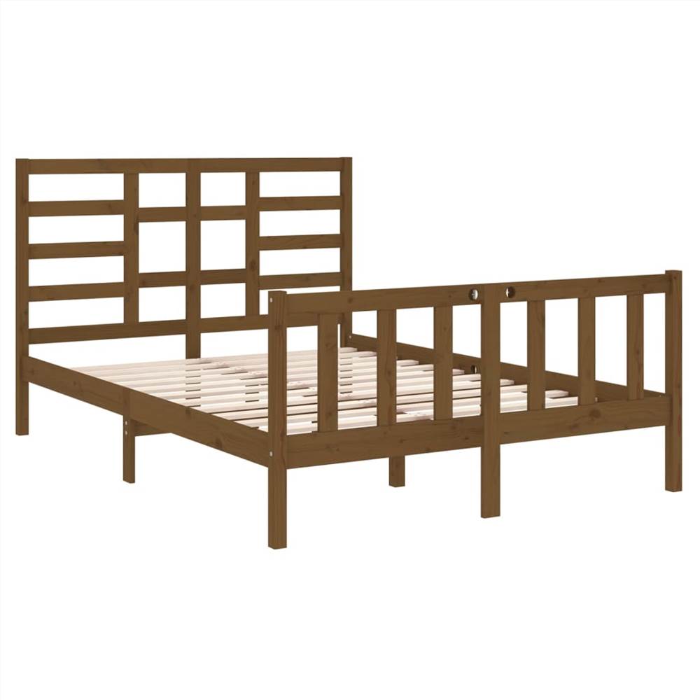 Bed Frame Honey Brown Solid Wood 135x190 Cm 4FT6 Double 9 Bed Frame Honey Brown Solid Wood 135x190 cm 4FT6 Double