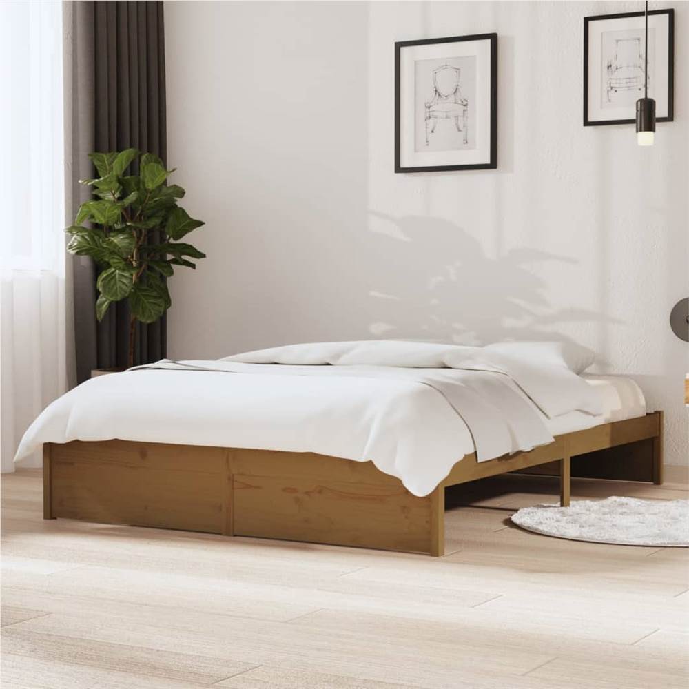 

Bed Frame Honey Brown Solid Wood 135x190 cm 4FT6 Double