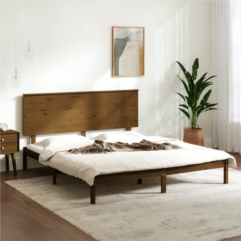 

Bed Frame Honey Brown Solid Wood 150x200 cm 5FT King Size