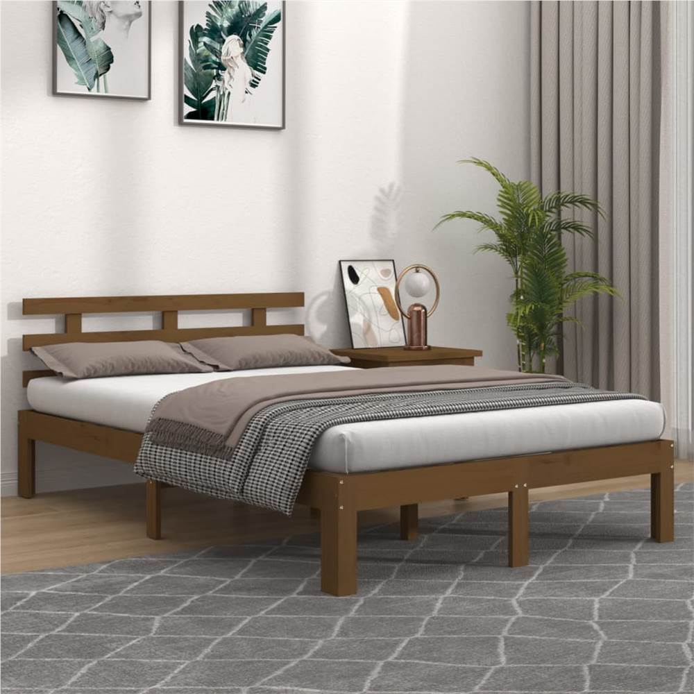 

Bed Frame Honey Brown Solid Wood 160x200 cm