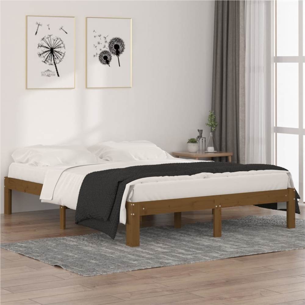 Bed Frame Honey Brown Solid Wood 160x200 cm 5FT King Size
