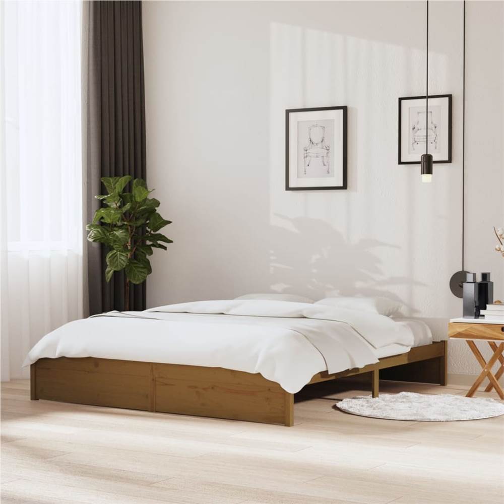 

Bed Frame Honey Brown Solid Wood 180x200 cm 6FT Super King