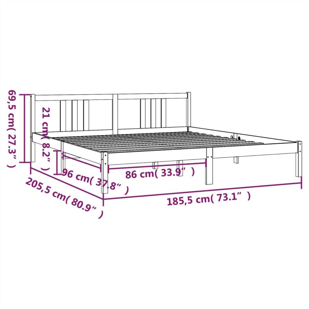 Bed Frame Honey Brown Solid Wood 180x200 cm Super King