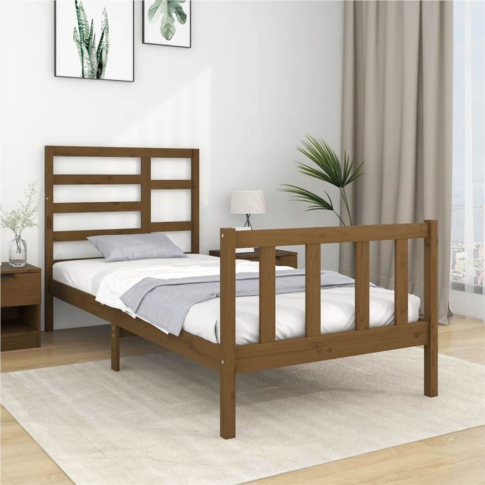 

Bed Frame Honey Brown Solid Wood 75x190 cm 2FT6 Small Single