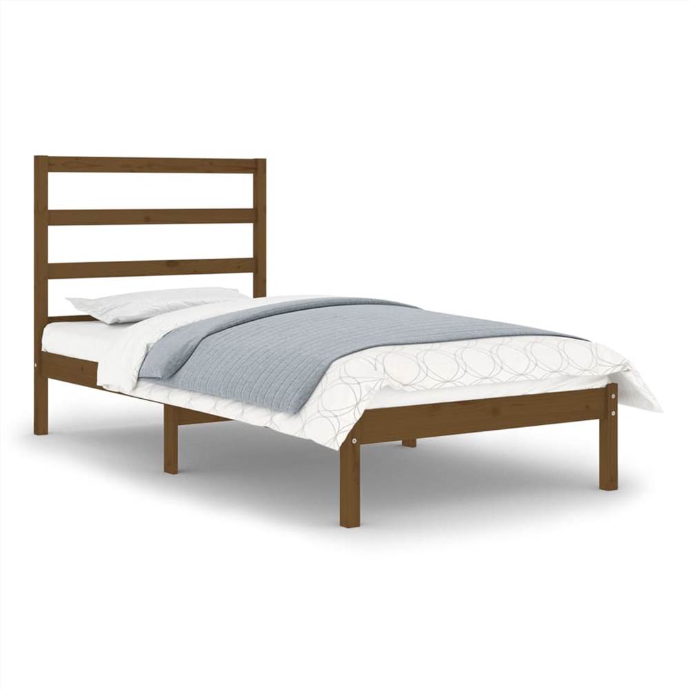 Bed Frame Honey Brown Solid Wood 75x190 cm Small Single