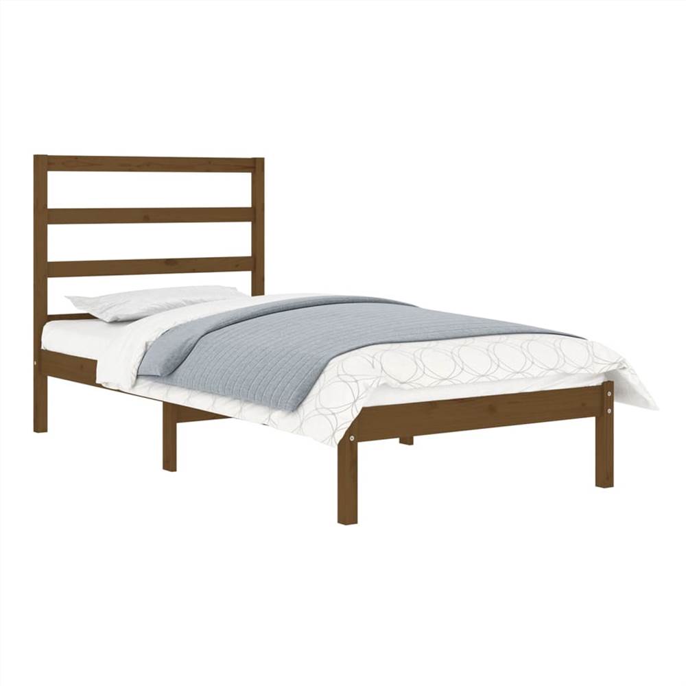 Bed Frame Honey Brown Solid Wood 75x190 cm Small Single
