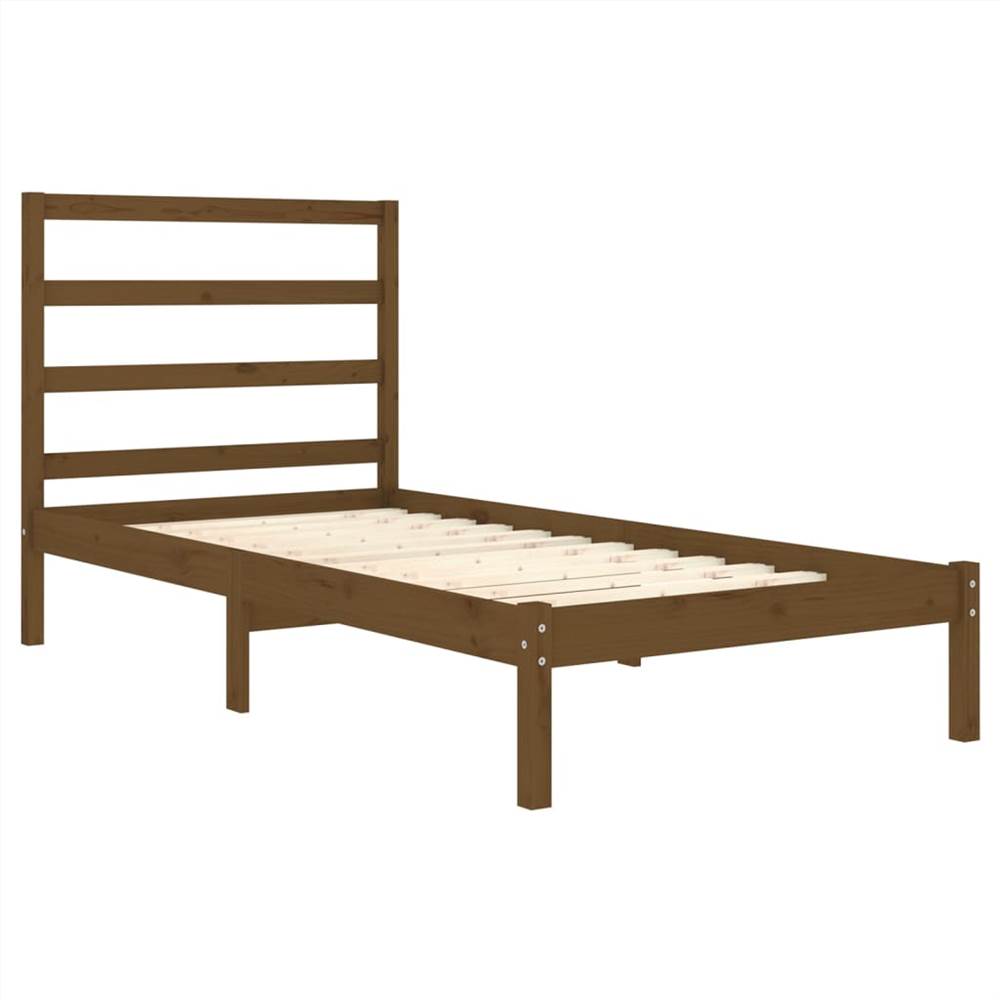 Bed Frame Honey Brown Solid Wood 75x190 cm Small Single
