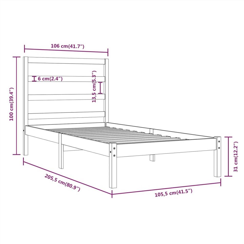Bed Frame Honey Brown Solid Wood Pine 100x200 cm