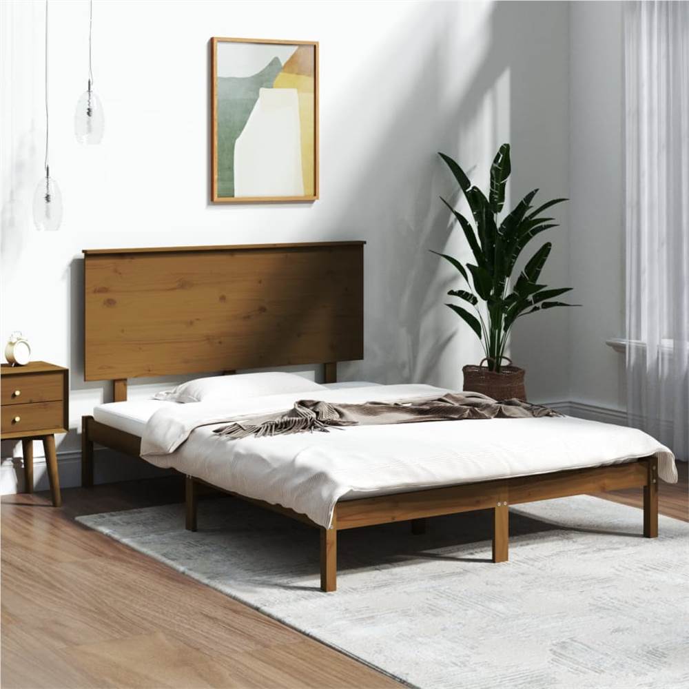 Bed Frame Honey Brown Solid Wood Pine 140x200 cm