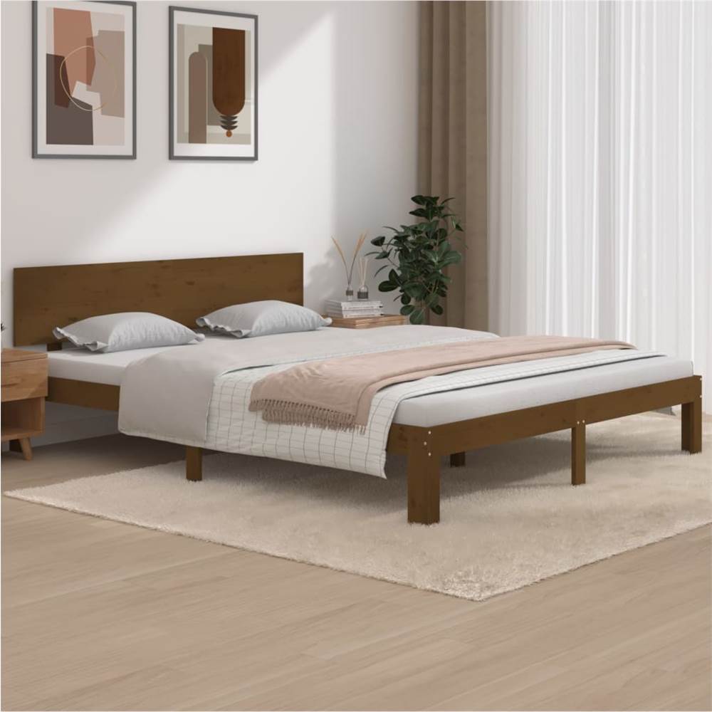 Bed Frame Honey Brown Solid Wood Pine 160x200 cm