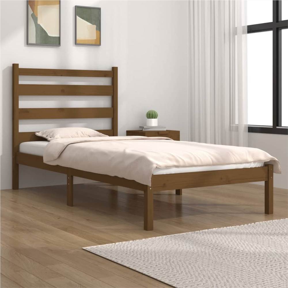 Bed Frame Honey Brown Solid Wood Pine 75x190 cm 2FT6 Small Single