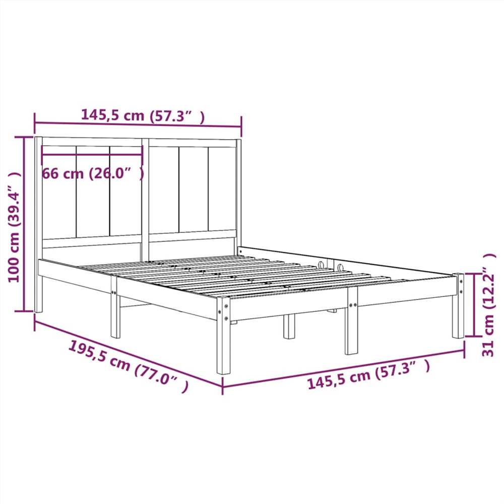 Bed Frame Solid Wood Pine 140x190 cm
