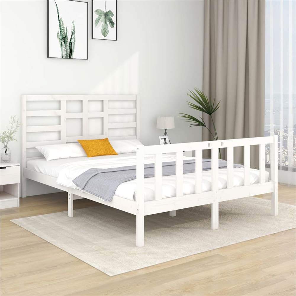 Bed Frame White Solid Wood 140x190 cm