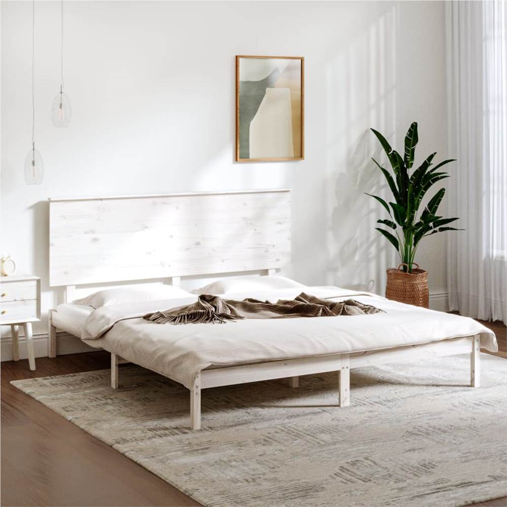 

Bed Frame White Solid Wood 180x200 cm 6FT Super King