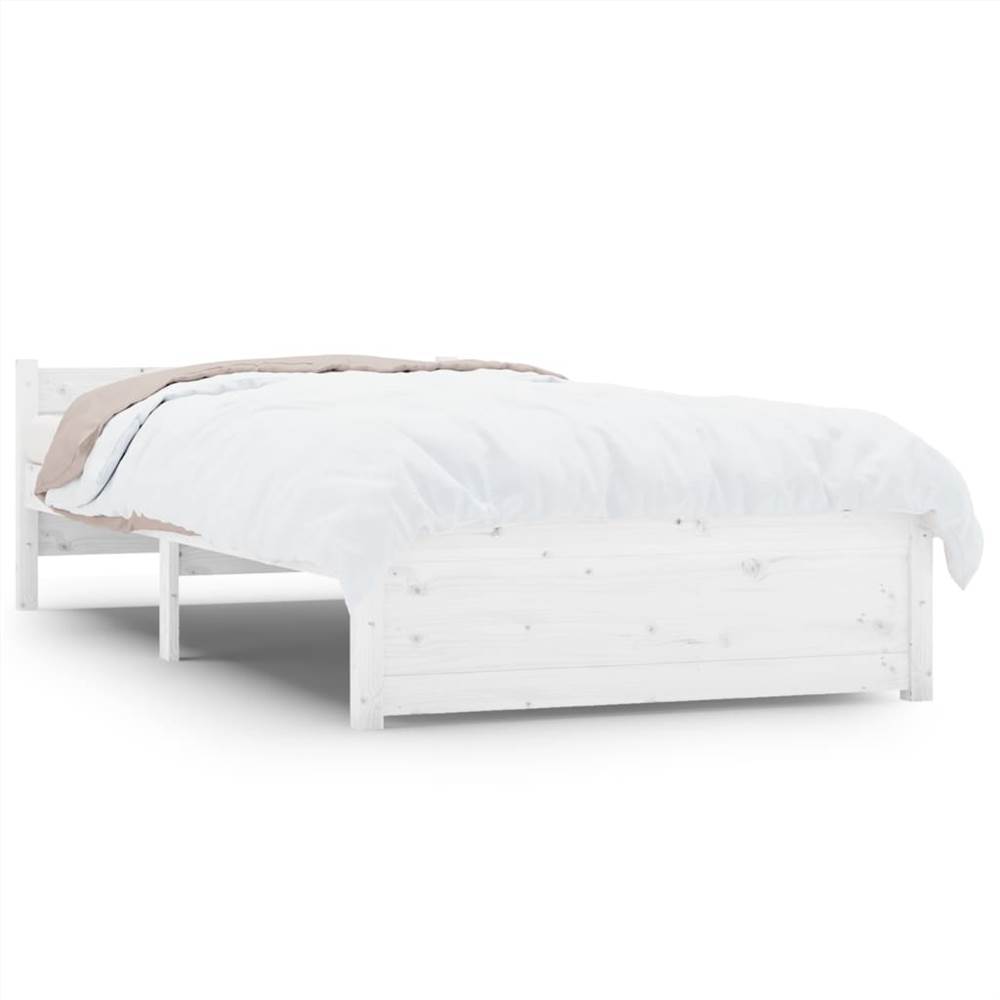 Bed Frame White Solid Wood 75x190 cm 2FT6 Small Single