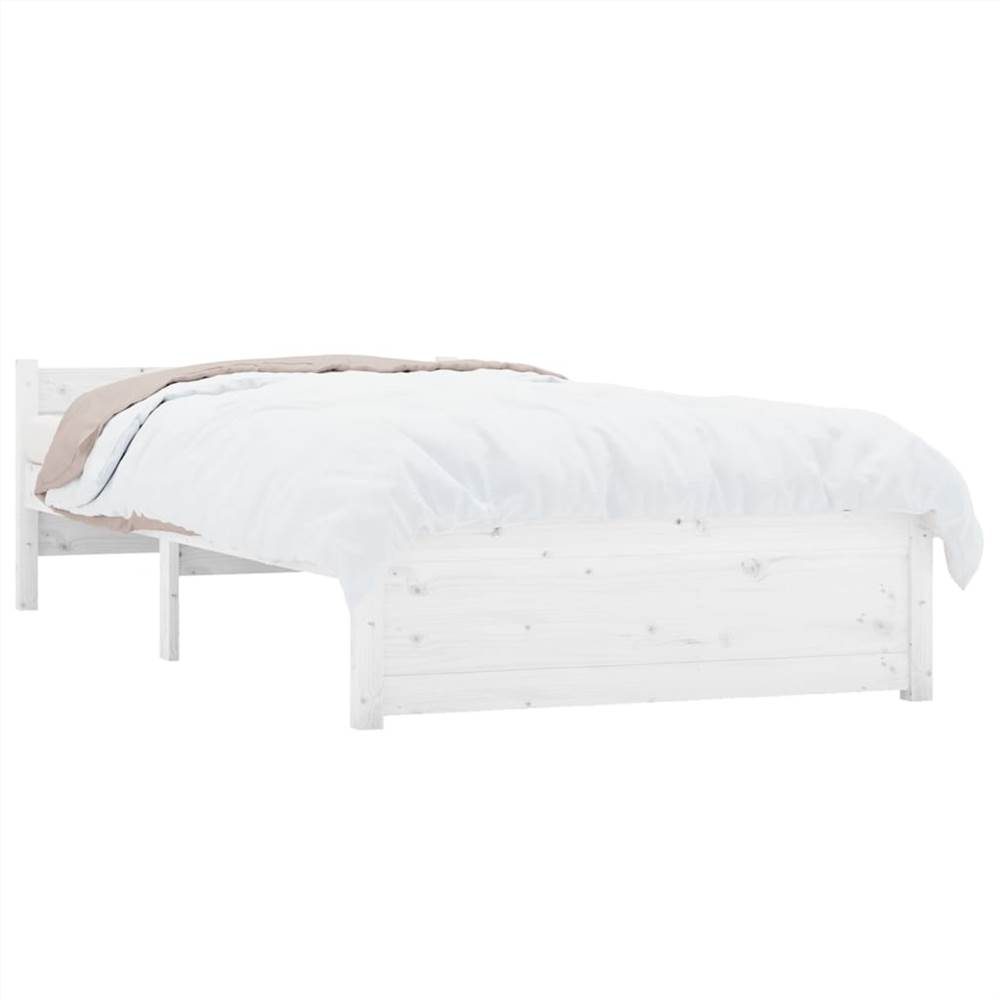 Bed Frame White Solid Wood 75x190 cm 2FT6 Small Single