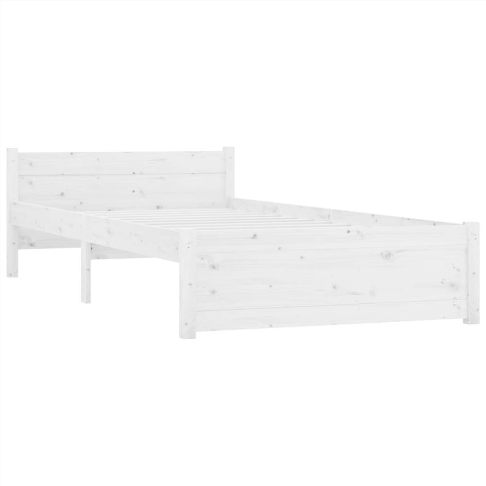 Bed Frame White Solid Wood 75x190 cm 2FT6 Small Single