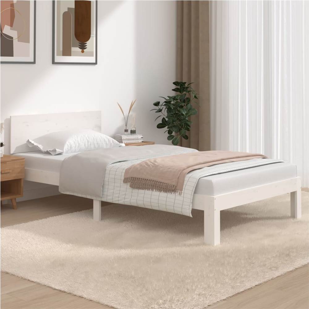 

Bed Frame White Solid Wood Pine 100x200 cm