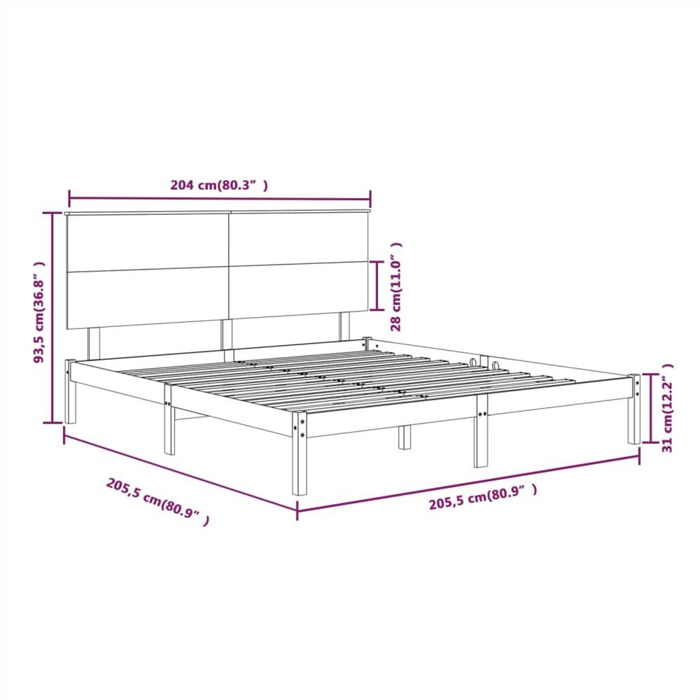 Bed Frame White Solid Wood Pine 200x200 cm
