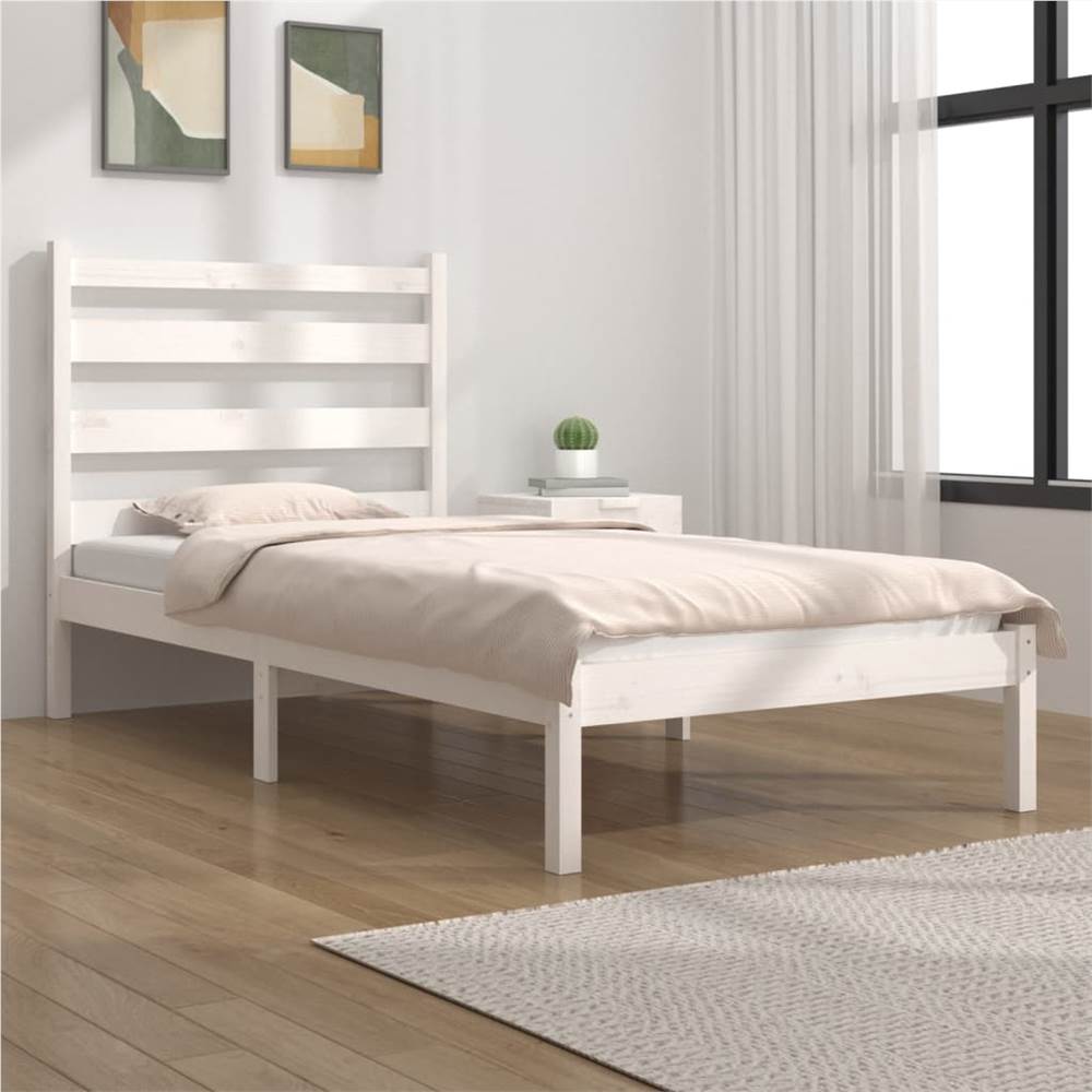 

Bed Frame White Solid Wood Pine 75x190 cm 2FT6 Small Single