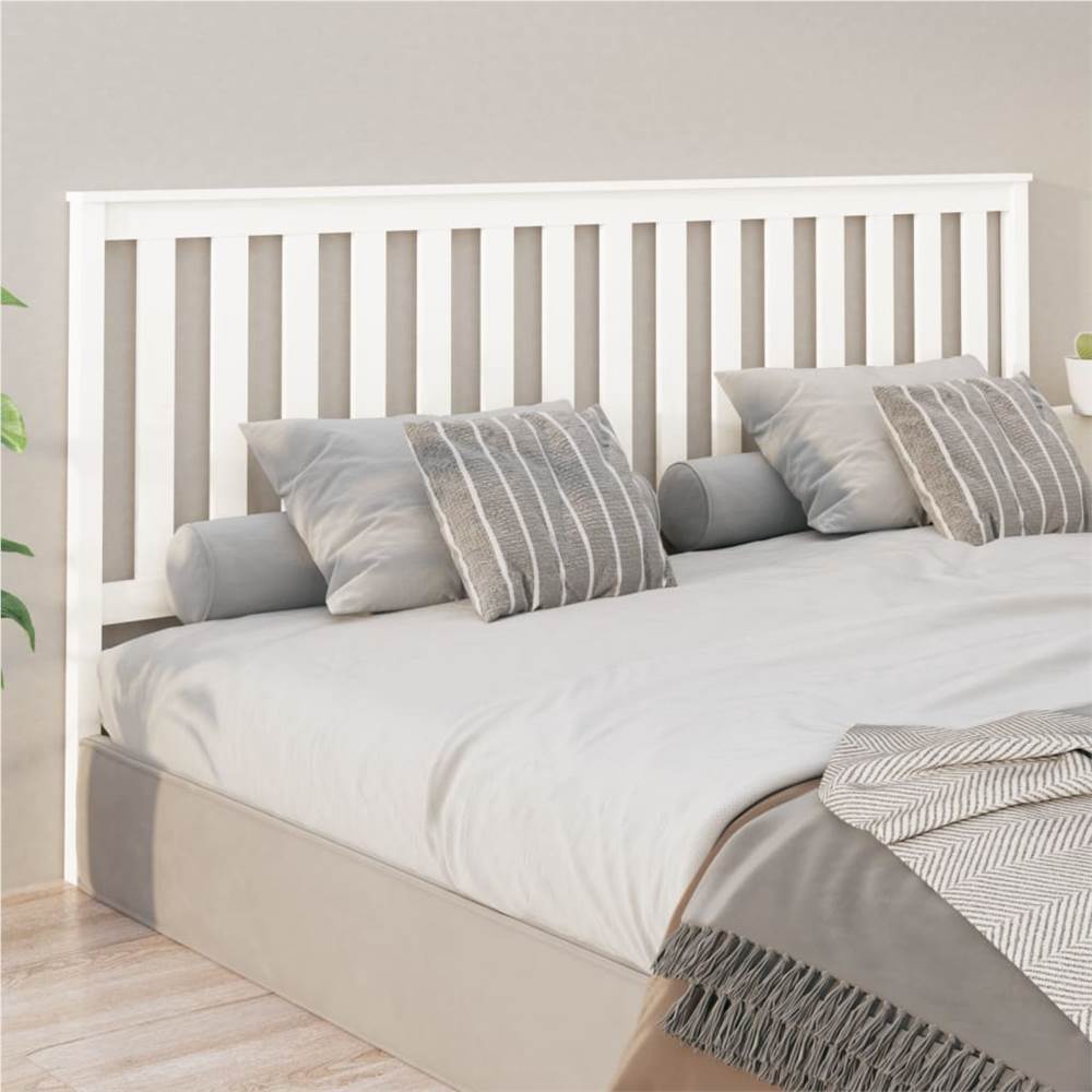 Bed Headboard White 206x6x101 cm Solid Wood Pine