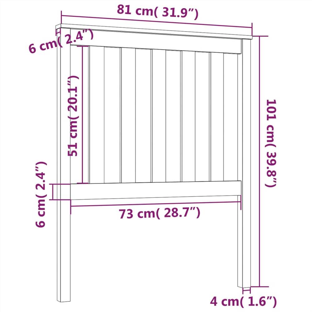 Bed Headboard White 81x6x101 cm Solid Wood Pine